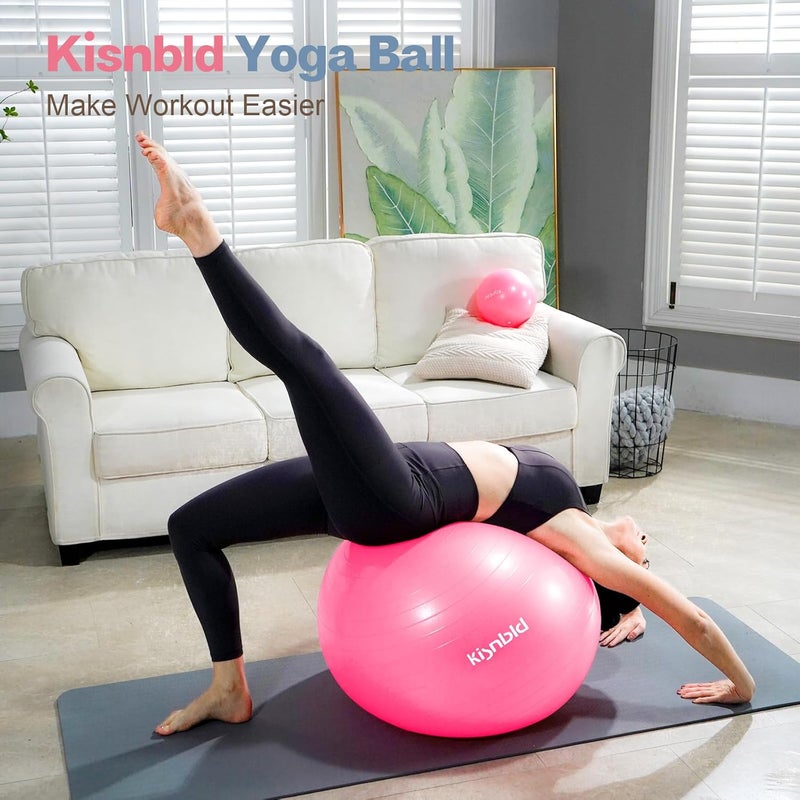 kisnbld Exercise Ball, Extra Thick Yoga Ball for Workout Pregnancy Stability, 4 Sizes Anti-Burst Balance Ball with Foot Pump - Heavy Duty Fitness Ball Chair for Office, Home & Gym - Image 2